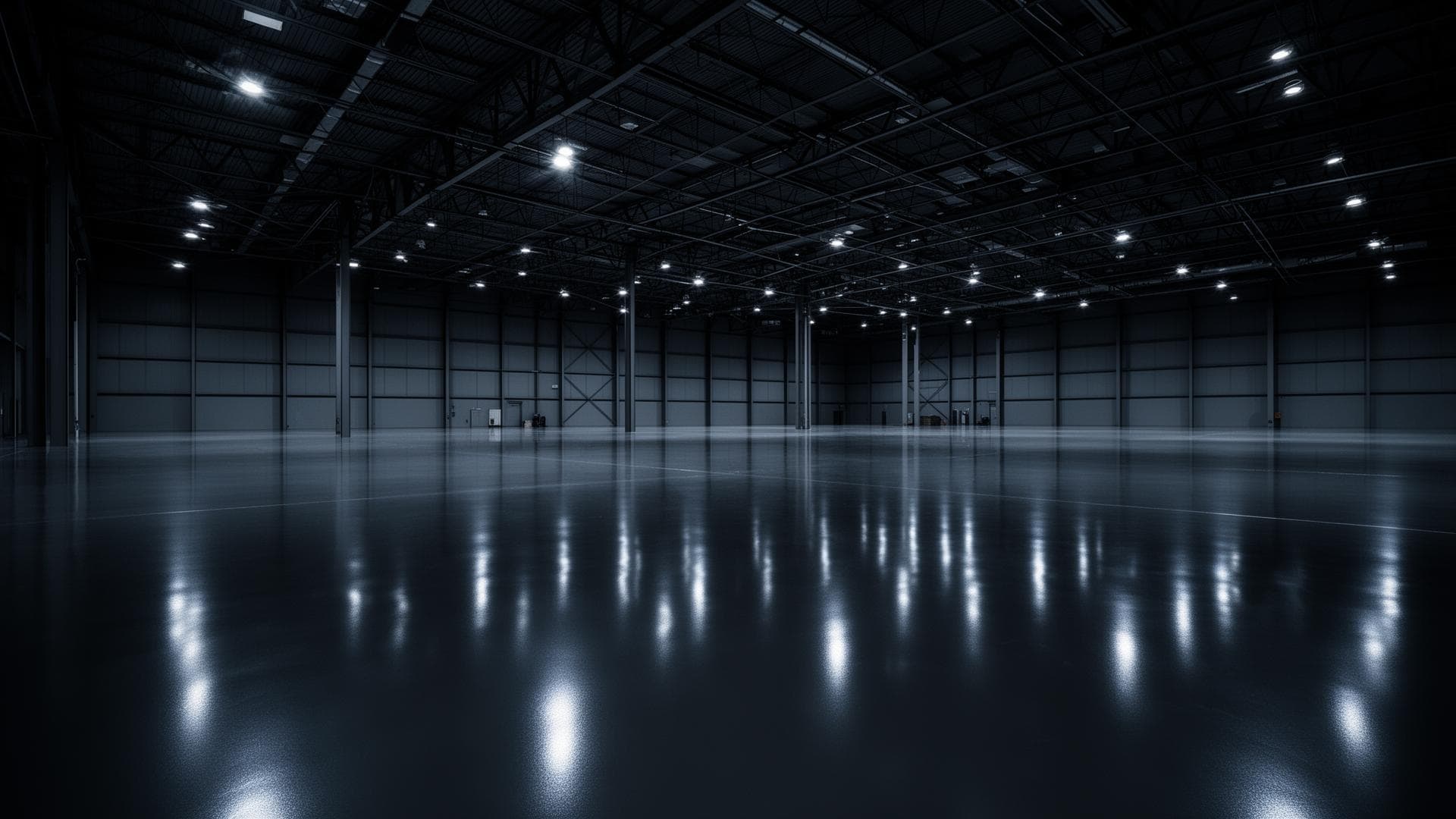 Glossy epoxy flooring in a commercial warehouse